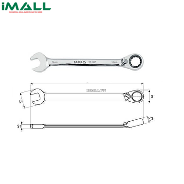 Cờ lê vòng miệng tự động đảo chiều có chốt khóa Yato YT-1660 (17mm)