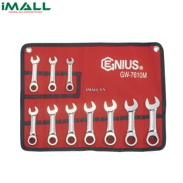 Bộ cờ lê đầu mở đầu vòng miệng tự lắc GENIUS GW-7610M (10 chiếc, 10~19mm)