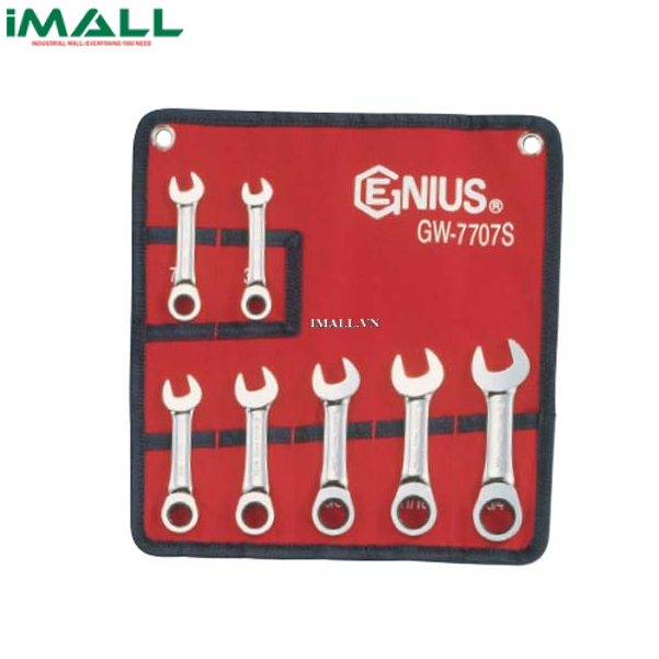 Bộ cờ lê đầu mở đầu vòng miệng tự lắc loại bóng loại ngắn 7 chiếc hệ inch GENIUS GW-7707S