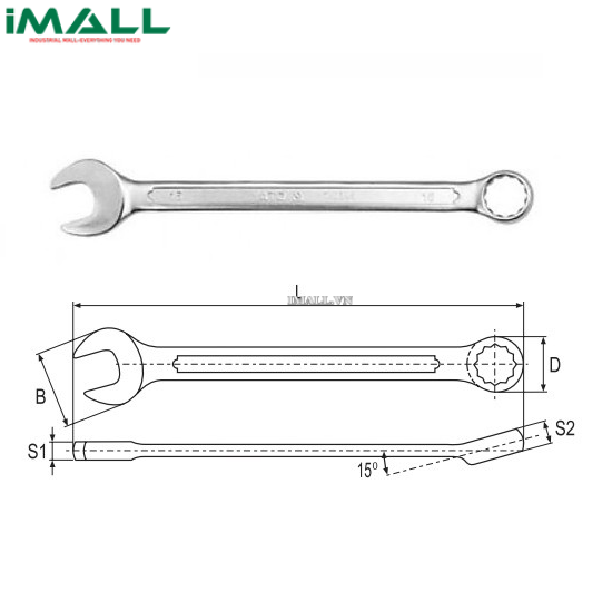Cờ lê vòng miệng hệ mét Yato YT-0349 (20mm)