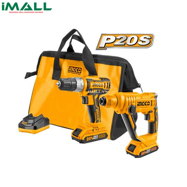 Bộ máy khoan vặn vít và máy khoan bê tông Ingco CKLI2008 (20V )