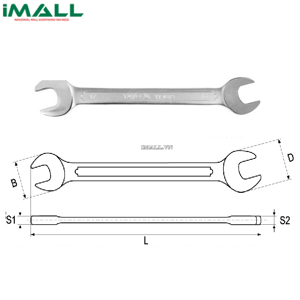 Cờ lê 2 đầu miệng hệ inch Yato YT-4834 (11/16" x 3/4")