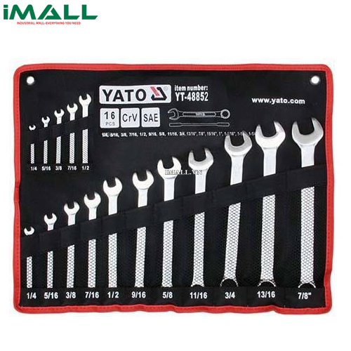 Bộ cờ lê vòng miệng hệ inch 16 chi tiết Yato YT-48852 (1/4" to 1-1/4")