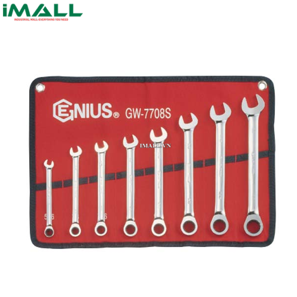 Bộ cờ lê vòng miệng tự lắc loại bóng 8 chiếc hệ inch GENIUS GW-7708S