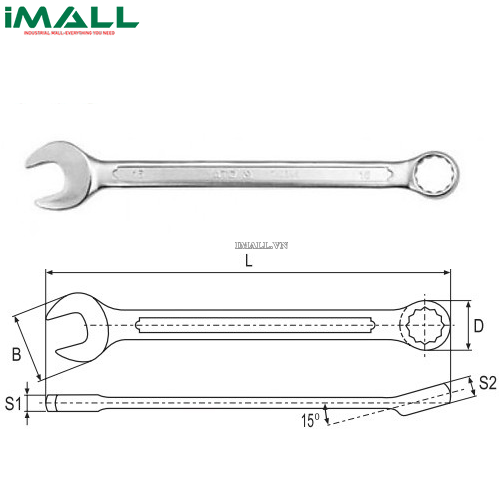Cờ lê vòng miệng hệ mét Yato YT-0337 (8mm)