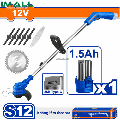 Máy cắt cỏ dùng pin Lithium-ion12V (không kèm đầu sạc) Wadfow WGTS512