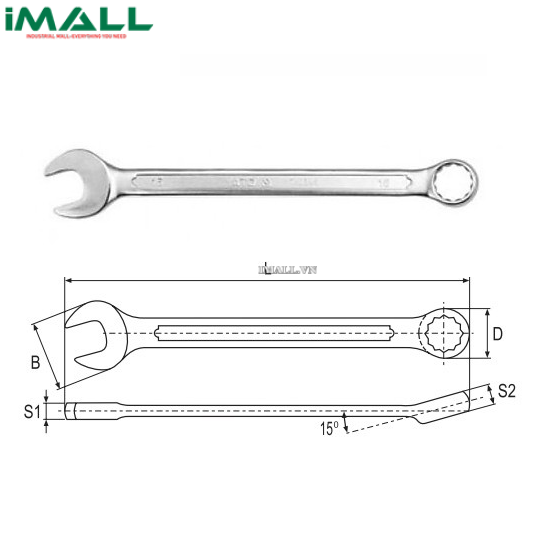 Cờ lê vòng miệng hệ mét Yato YT-0345 (16mm)