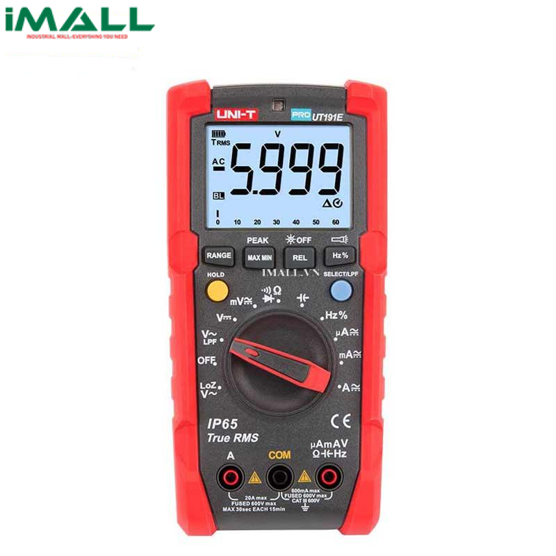 Đồng hồ vạn năng UNI-T UT191E (600V, 20A, True RMS, ±0.5%, IP65)