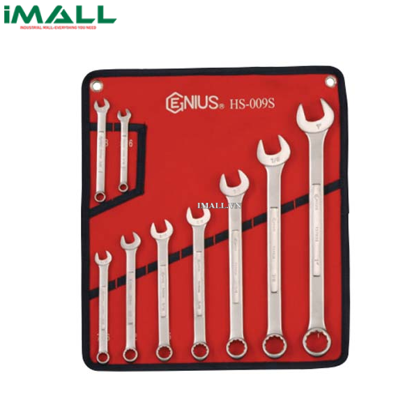 Bộ cờ lê đầu tròng đầu mở loại mờ 9 chiếc hệ inch GENIUS HS-009S