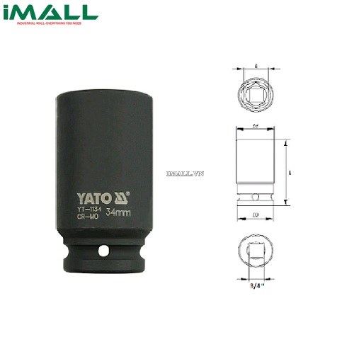 Khẩu mở ốc bulông loại dài Yato YT-1134 (3/4", 34mm)