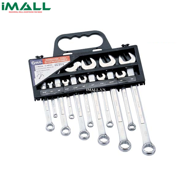 Bộ cờ lê đầu mở đầu tròng loại mờ 11 chiếc hệ inch GENIUS HS-011S