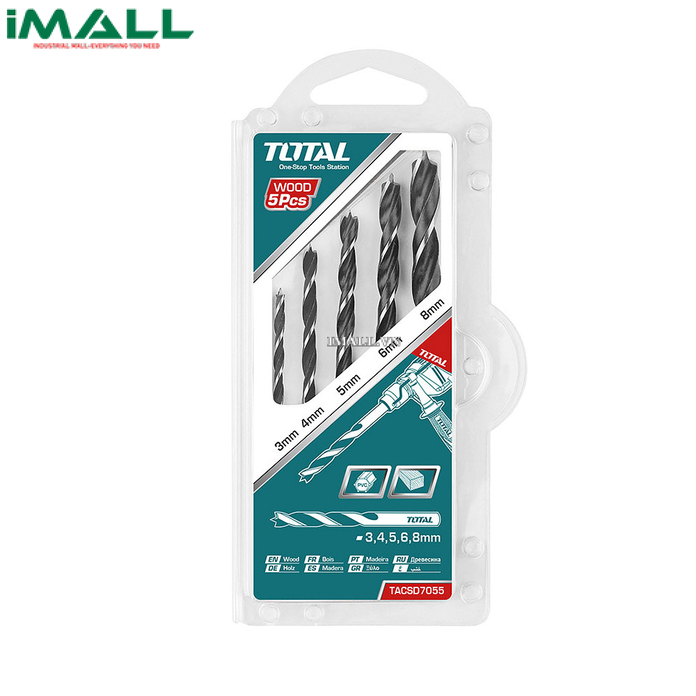 Bộ mũi khoan gỗ 5 chi tiết Total TACSD7055