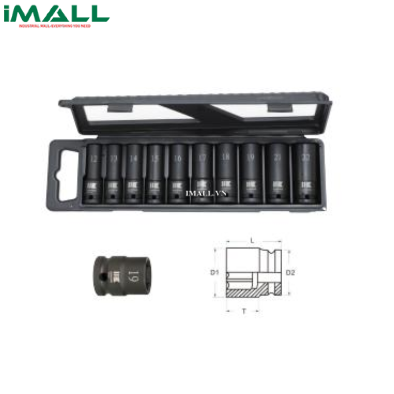 KAWASAKI KPT-IS411 Impact Socket Set (H10 PCS, 1/2")