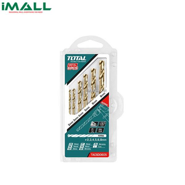 Bộ mũi khoan kim loại HSS 6 chi tiết (2-8mm) Total TACSD0605