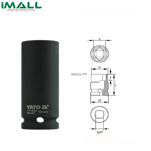 Khẩu tuýp vặn dài Yato YT-1038 (1/2", 18mm)