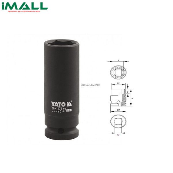 Khẩu mở ốc dài cho súng Yato YT-1175 (1", 27mm)