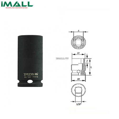 Khẩu tuýp vặn dài Yato YT-1037 (1/2", 17mm)