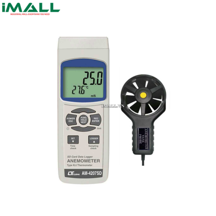 Máy đo tốc độ gió, nhiệt độ (kiểu K) LUTRON AM-4207SD (0.4 - 30.0 m/s)