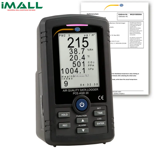 Máy đo chất lượng không khí PCE AQD 20-ICA (0~250 μm/m³, 5~95% rh; 0~50°C; 0~10.000 ppm; 10~1100 hPa, kèm Certificate ISO)