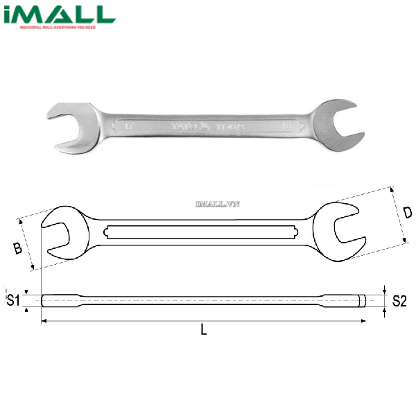 Cờ lê 2 đầu miệng loại dài hệ mét Yato YT-0132 (30x32mm)