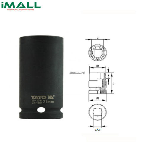 Khẩu tuýp vặn dài Yato YT-1041 (1/2", 21mm)
