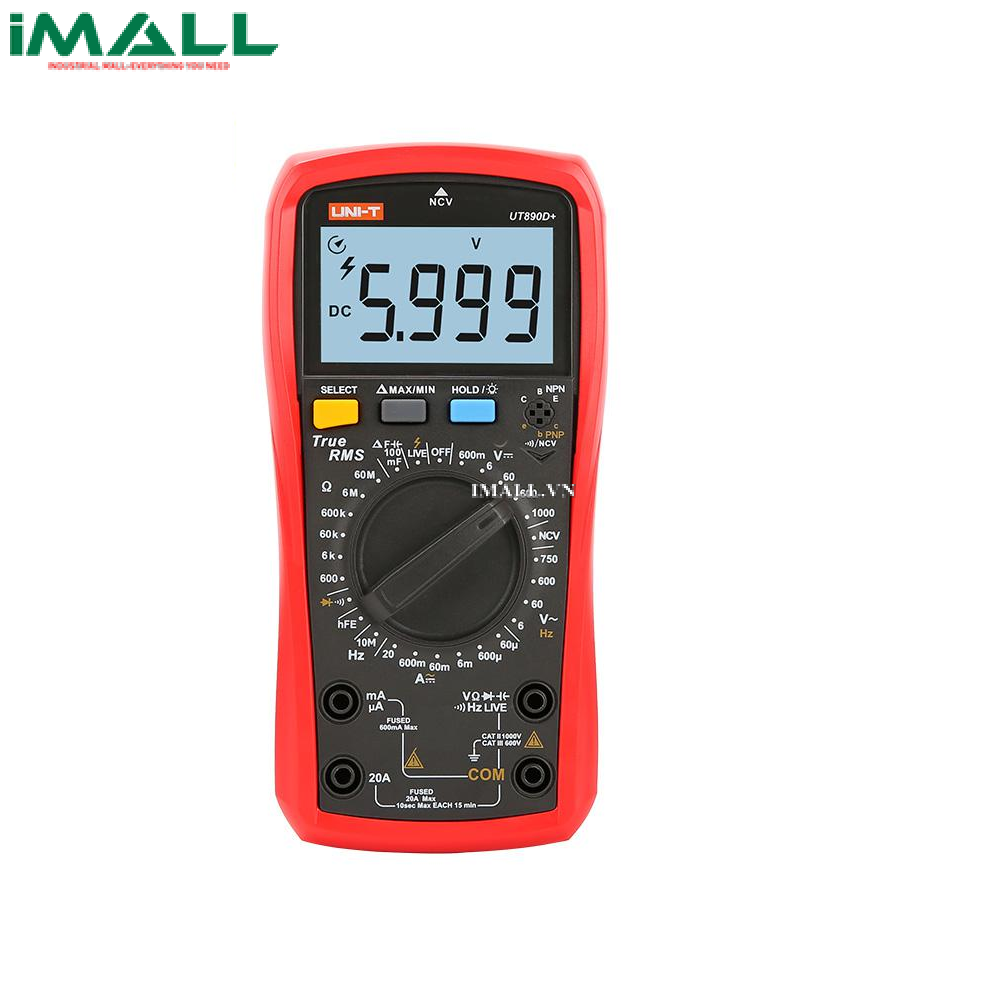 UNI-T UT890D+ Digital Multimeter (1000V,20A,True RMS, ±0.5%)