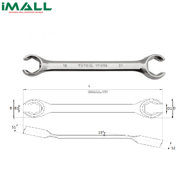 Cờ lê 2 đầu miệng loe mở đai ốc Yato YT-0136 (11x12mm)