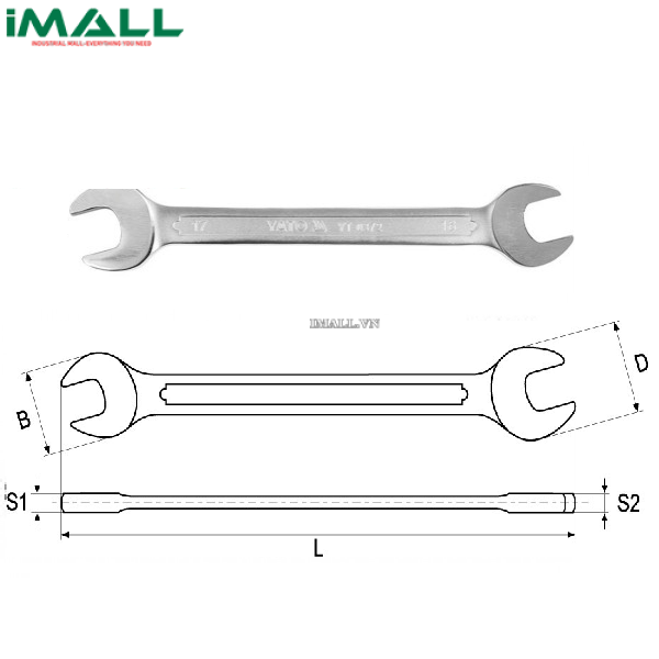 Cờ lê 2 đầu miệng loại dài hệ mét Yato YT-0119 (17x19mm)