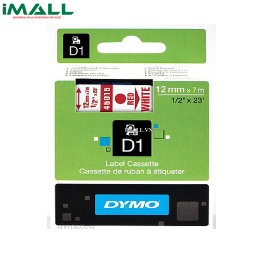 Tem nhãn D1 chữ đỏ trên nền trắng DYMO 63020719 (19mm x 7m)
