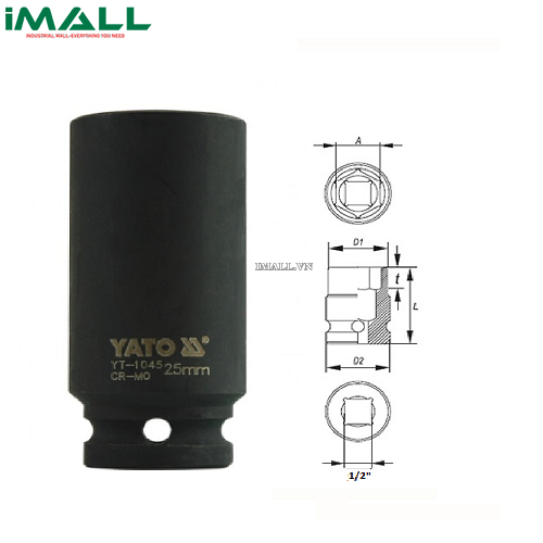 Khẩu tuýp vặn dài Yato YT-1045 (1/2", 25mm)