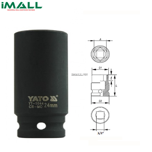Khẩu tuýp vặn dài Yato YT-1044 (1/2", 24mm)