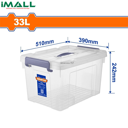 Hộp nhựa trữ kho trắng trong 33L Wadfow WTB2335