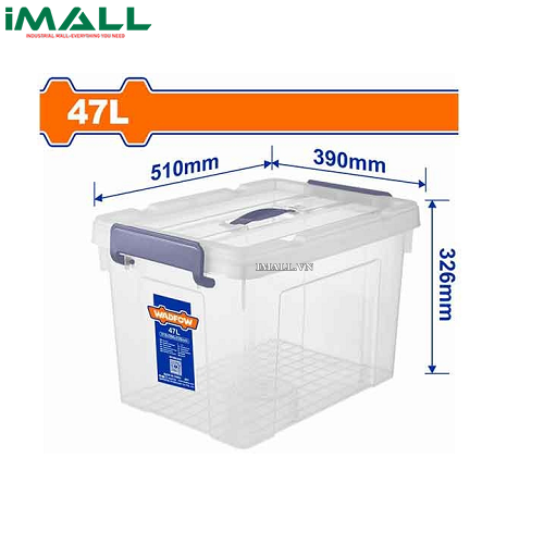 Hộp nhựa trữ kho trắng trong 47L Wadfow WTB2350