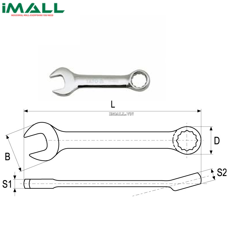 Cờ lê vòng miệng loại ngắn Yato YT-4912 (19mm)