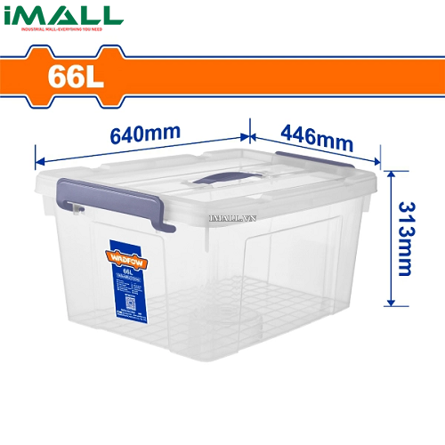 Hộp nhựa trữ kho trắng trong 66L Wadfow WTB2370