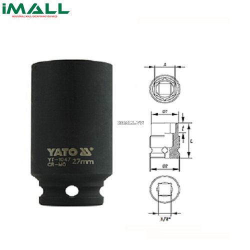 Khẩu tuýp vặn dài Yato YT-1047 (1/2", 27mm)