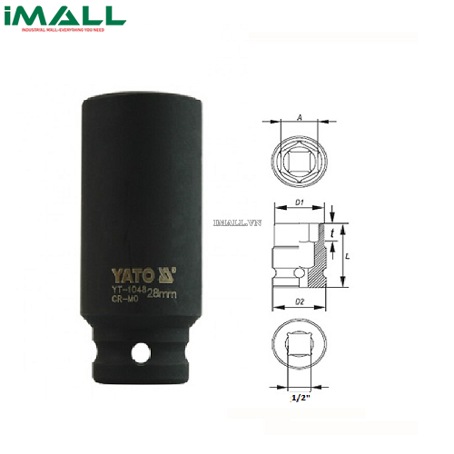 Khẩu tuýp vặn dài Yato YT-1048 (1/2", 28mm)