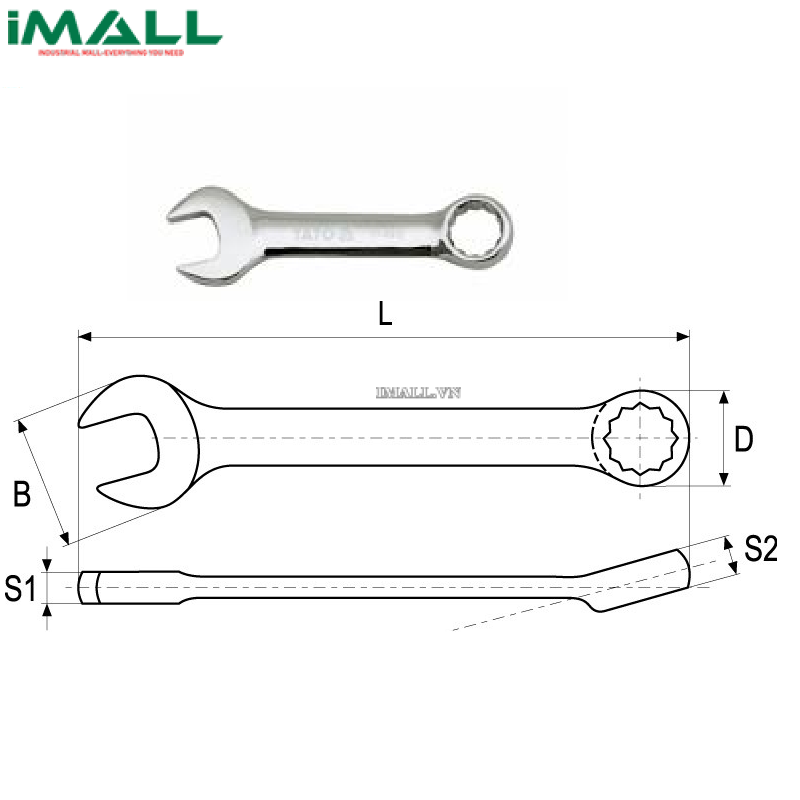 Cờ lê vòng miệng loại ngắn Yato YT-4910 (17mm)