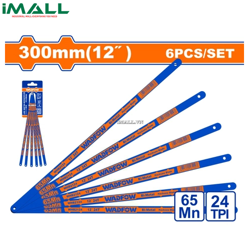 Bộ 6 lưỡi cưa khung cưa sắt 300mm(12") 24T Wadfow WHB2124