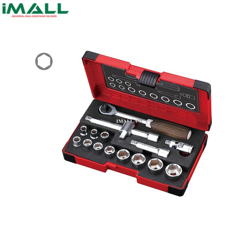 Bộ cờ lê đầu khẩu tay cầm gỗ Vessel HRW3002M-W (16 chi tiết)