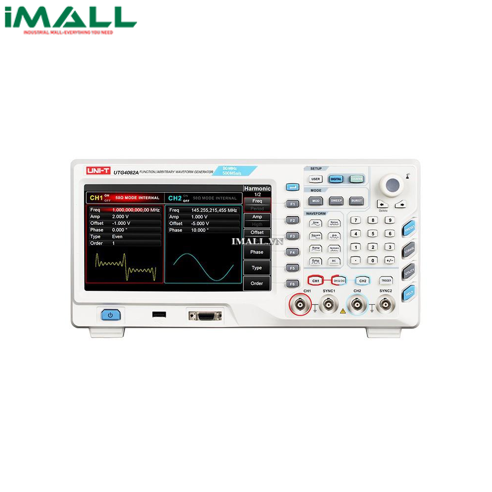 Máy phát xung tùy ý/phát hàm UNI-T UTG4122A (120MHz, 2 kênh, 500MS/s)