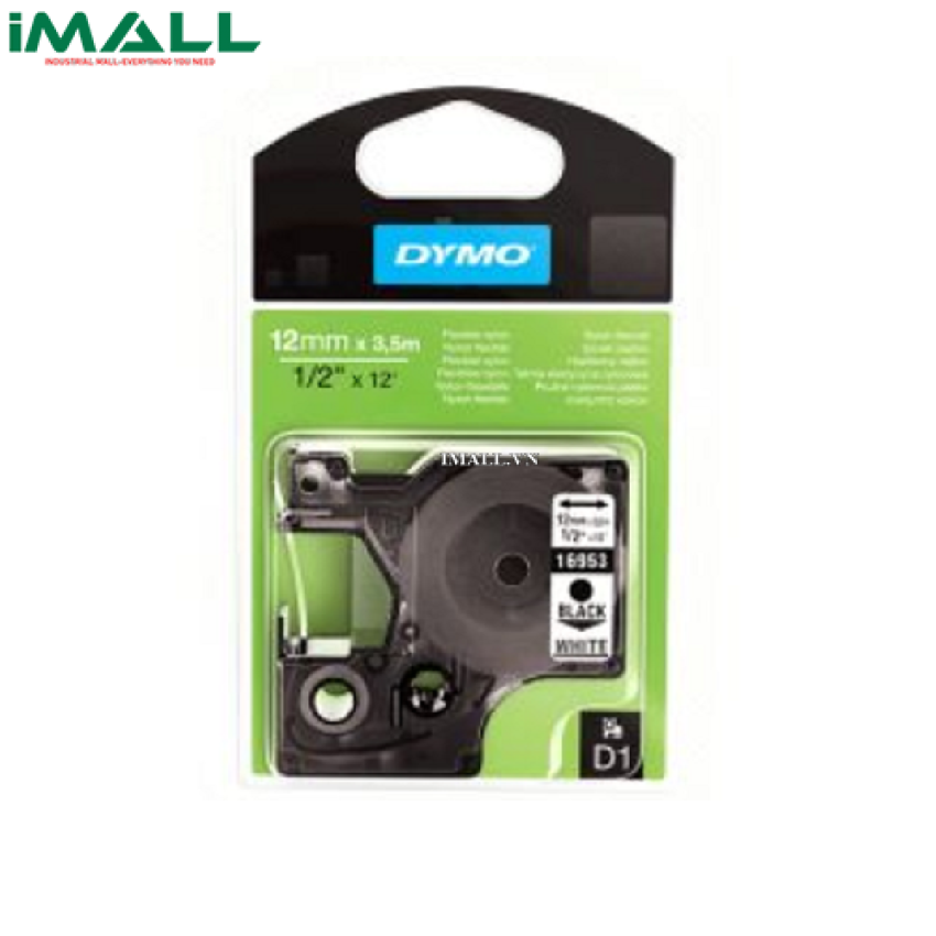 Tem nhãn D1 nhựa nylon dẻo chữ đen trên nền trắng DYMO 63020711 (19mm x 3.5m)