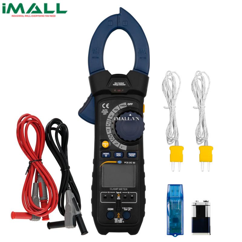 Ampe kìm kỹ thuật số PCE DC 50 (AC/DC 1000A; đầu vào kép loại K; Bluetooth)
