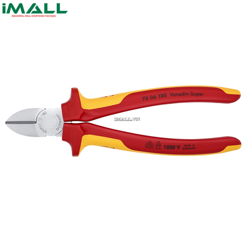 Kìm Cắt Mũi Thon Cách điện 1000V (180mm) Knipex 70 06 180