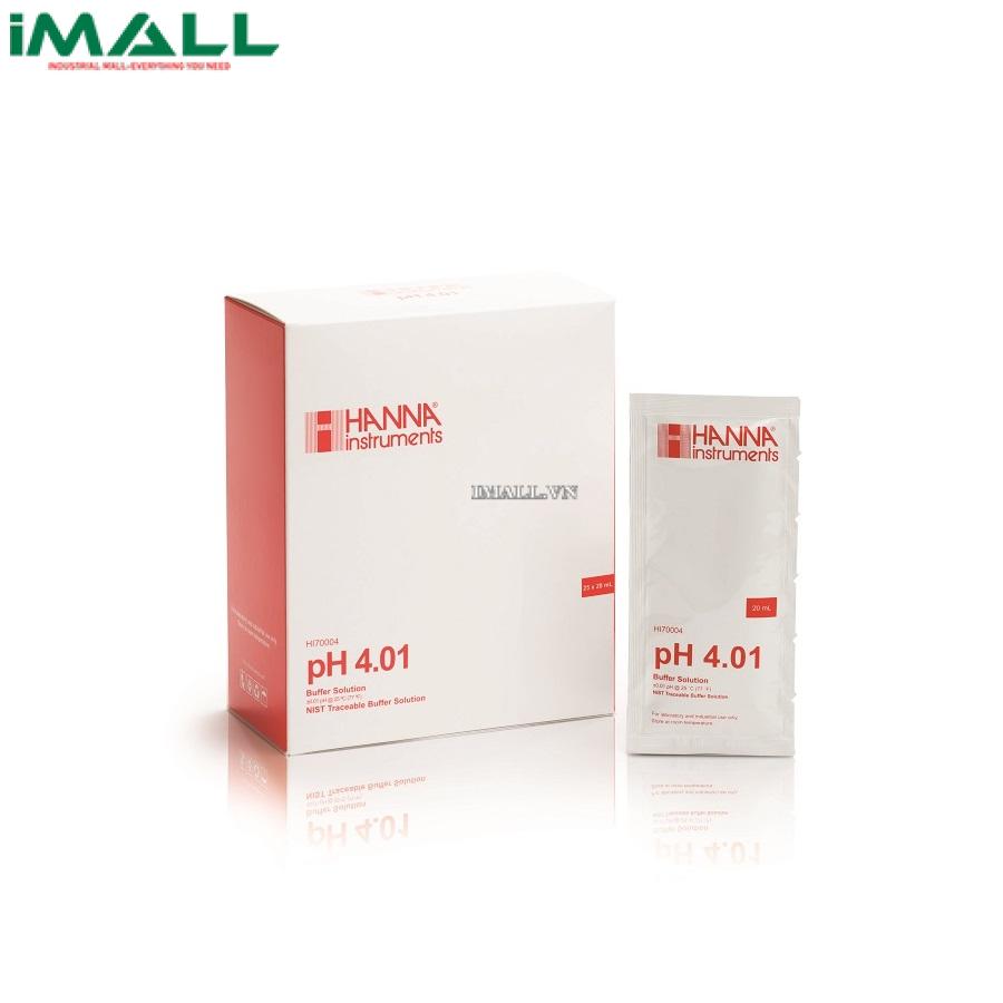 Dung Dịch Hiệu Chuẩn pH 4.01 Dạng Gói 20mL HANNA  HI70004P (Hộp 25 Gói)