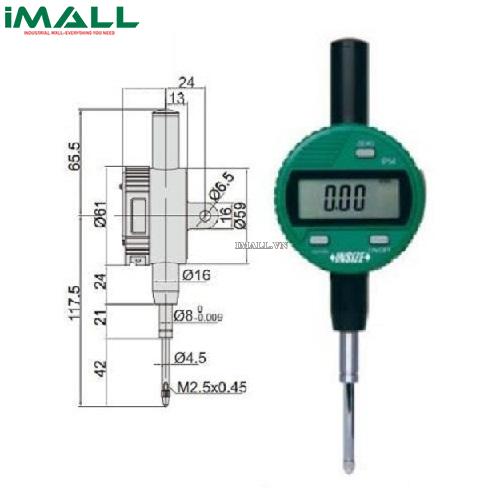 Đồng hồ so điện tử chống nước INSIZE 2115-251 (25.4mm/0.001mm)