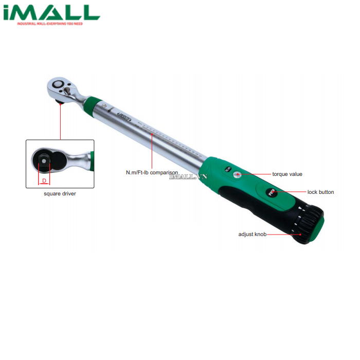 Cờ lê đo lực (40 ~ 200N.m, 1/2") Insize IST-1WM200