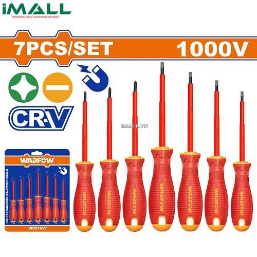 Bộ 7 tua vít dẹp & bake cách điện Wadfow WSS7407