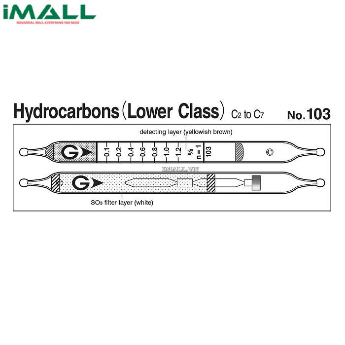 Ống dò đo nhanh Hydrocacbon C2 ～ C7 Gastec 103 (0,05-2,4 ％)