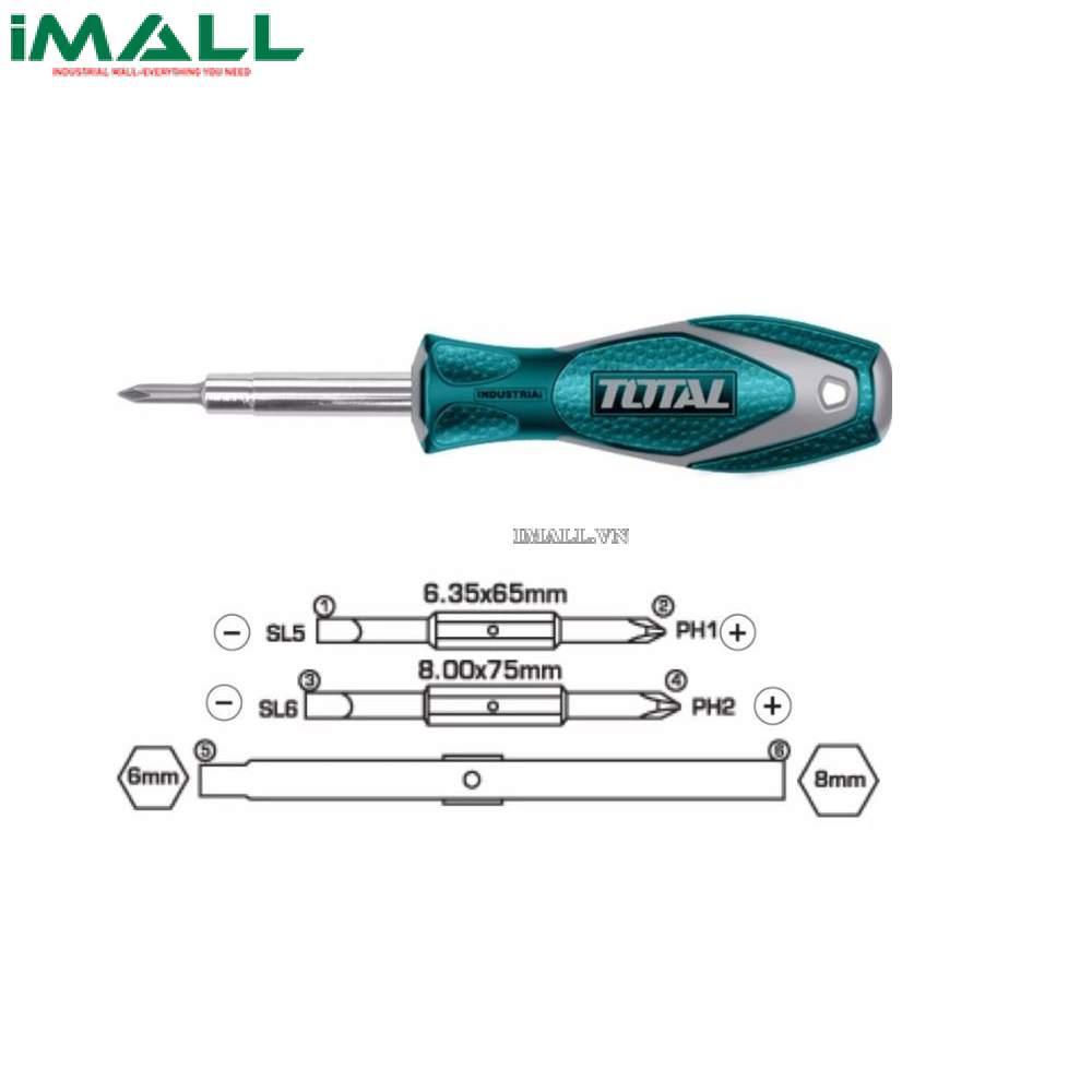 Bộ tuốc nơ vít (tô vít) 6 đầu Total THT2506076